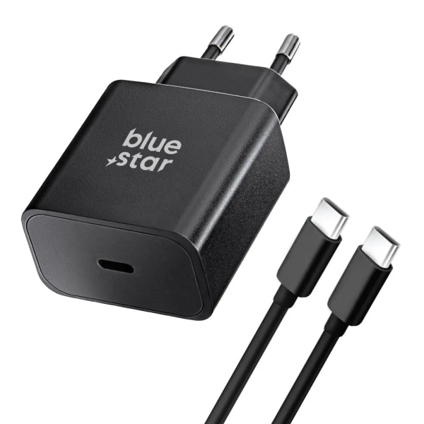 „Blue Star“ tīkla lādētājs (45W) - melns + USB-C vads