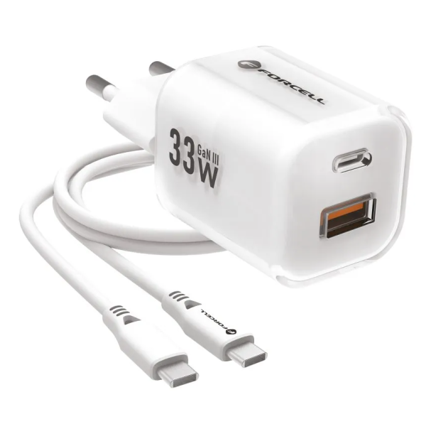 „Forcell“ F-Energy Crystal зарядное устройство (Max 33W) + USB-C провод - белый