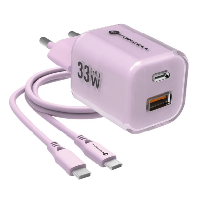 „Forcell“ F-Energy Crystal зарядное устройство (Max 33W) + USB-C провод - розовый