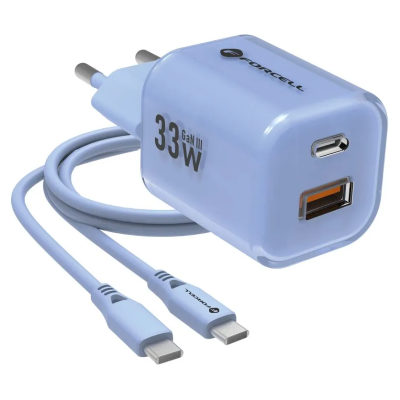 „Forcell“ F-Energy Crystal sienas lādētājs (33W) - balts + USB-C zils