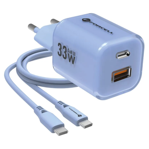 „Forcell“ F-Energy Crystal зарядное устройство (Max 33W) + USB-C провод - синий