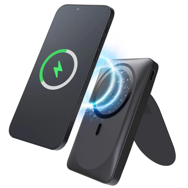„Forcell“ Magnetic Mini Air MagStand Power Bank - melns (10000 mAh, 20W)