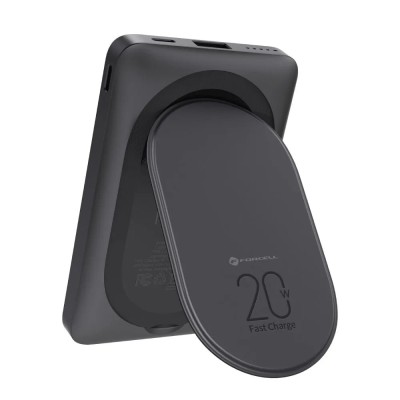 „Forcell“ Magnetic Mini Air MagStand внешний аккумулятор - черное (10000 mAh, 20W)