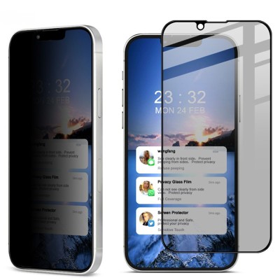 "IMAK" Tempered Glass melns ekrāna aizsargstikls - privāta (iPhone 14 / 13 / 13 Pro)