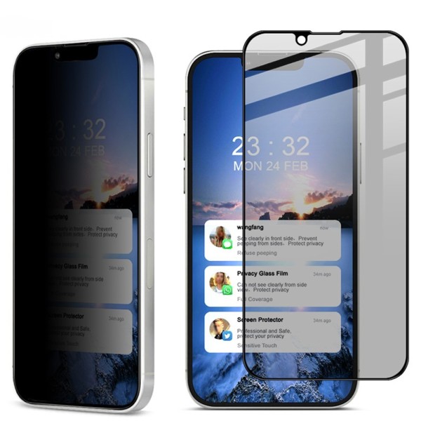 "IMAK" Tempered Glass черное защитное стекло толщиной - конфиденциальность (iPhone 14 / 13 / 13 Pro)
