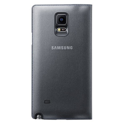 Samsung Galaxy Note 4 N910 originalus LED Flip Wallet Cover atverčiamas juodas (Charcoal grey) odinis dėklas / Priedai.lt