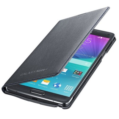 Samsung Galaxy Note 4 N910 originalus LED Flip Wallet Cover atverčiamas juodas (Charcoal grey) odinis dėklas / Priedai.lt