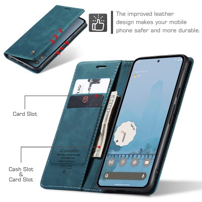 Кожиный чехол-книжка "CaseMe" Retro - зелёный (Pixel 10 Pro XL)