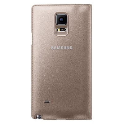 Samsung Galaxy Note 4 N910 oficiāls LED Flip Wallet Cover atvērams zelta ādas maciņš / Vacins.lv