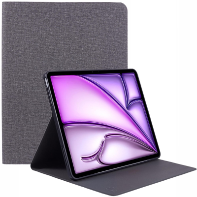 "X-LEVEL" atvēramais tekstila maciņš - pelēks (iPad Air 13 2026 / iPad Air 13 2025 / iPad Air 13 2024)