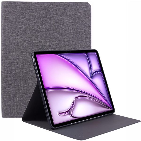 "X-LEVEL" atvēramais tekstila maciņš - pelēks (iPad Air 13 2026 / iPad Air 13 2025 / iPad Air 13 2024)