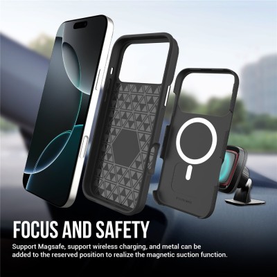 „TUKU“ Shockproof Magsafe ciets silikona korpuss - melns (iPhone 17 Pro)