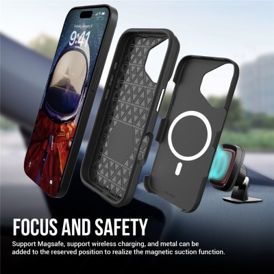 „TUKU“ Shockproof Magsafe ciets silikona korpuss - melns (iPhone 17)