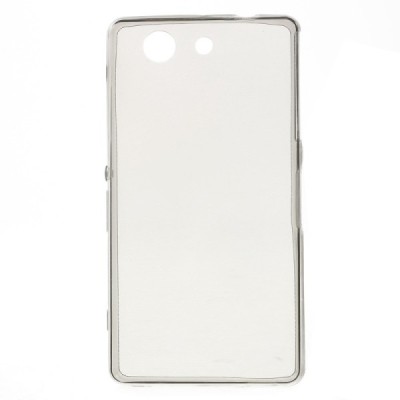 Sony Xperia Z3 Compact skaidrus (permatomas) kieto silikono TPU ploniausias pasaulyje pilkas dėklas / Priedai.lt