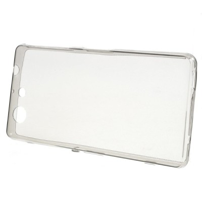 Sony Xperia Z3 Compact skaidrus (permatomas) kieto silikono TPU ploniausias pasaulyje pilkas dėklas / Priedai.lt