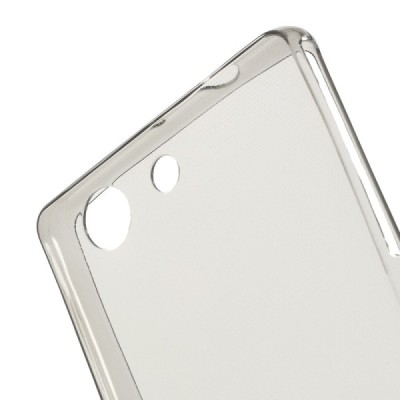 Sony Xperia Z3 Compact skaidrus (permatomas) kieto silikono TPU ploniausias pasaulyje pilkas dėklas / Priedai.lt