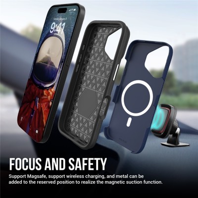 „TUKU“ Shockproof Magsafe ciets silikona korpuss - zils (iPhone 17)
