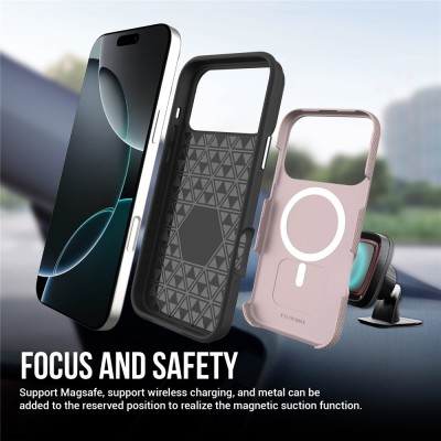 „TUKU“ Shockproof Magsafe ciets silikona korpuss - rozs (iPhone 17 Pro Max)