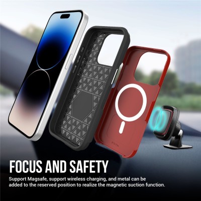 „TUKU“ Shockproof Magsafe ciets silikona korpuss - sarkans (iPhone 16 Pro Max)