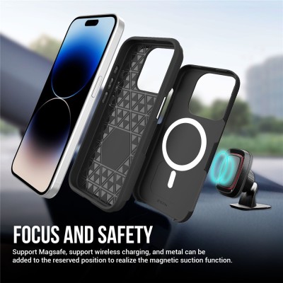 „TUKU“ Shockproof Magsafe kõva silikoonümbris - must (iPhone 16 Pro Max)