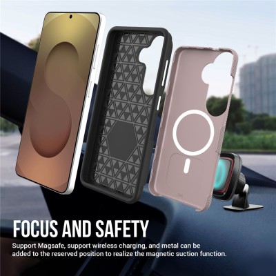 „TUKU“ Shockproof Magsafe ciets silikona korpuss - rozs (Galaxy S26+)