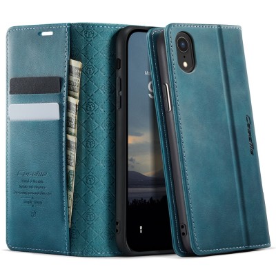 "CaseMe" Retro solīds atvēramais ādas maciņš - zaļš (iPhone Xr)