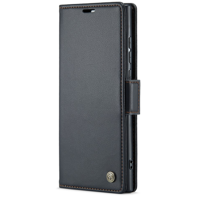 "CaseMe" Leather atvēramais ādas maciņš - melns (Galaxy S23 Ultra)