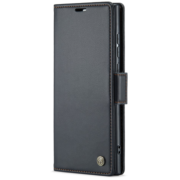 Кожиный чехол-книжка "CaseMe" Leather - чёрный (Galaxy S23 Ultra)