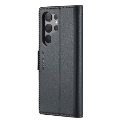Кожиный чехол-книжка "CaseMe" Leather - чёрный (Galaxy S23 Ultra)