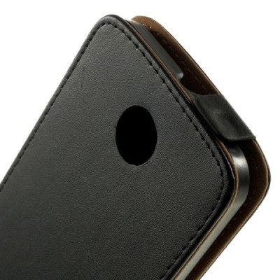 Motorola Nexus 6 klasikinis vertikaliai atverčiamas juodas odinis dėklas / Priedai.lt