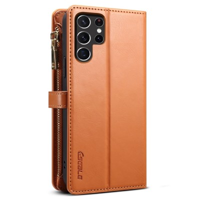 "ESEBLE" Retro чехол со съемным кошельком - коричневый (Galaxy S22 Ultra)