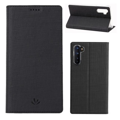 "ViLi" DMX solīds atvēramais ādas maciņš - melns (OnePlus Nord)