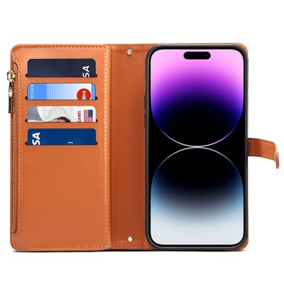 "ESEBLE" solīds maciņš ar noņemamu maku - brūns (iPhone 15 Pro)