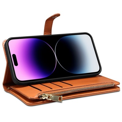 "ESEBLE" Retro чехол со съемным кошельком - коричневый (iPhone 15 Pro)