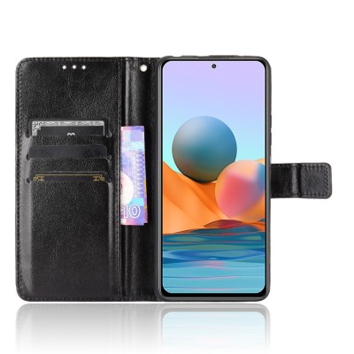 Xiaomi Redmi Note 10 Pro atvēramais ādas melns maciņš, grāmata (maks) | Vacins.lv