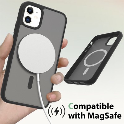 "Mofan" MagSafe твердый силиконовый матовый (ТПУ) чехол - чёрный (iPhone 11 / XR)