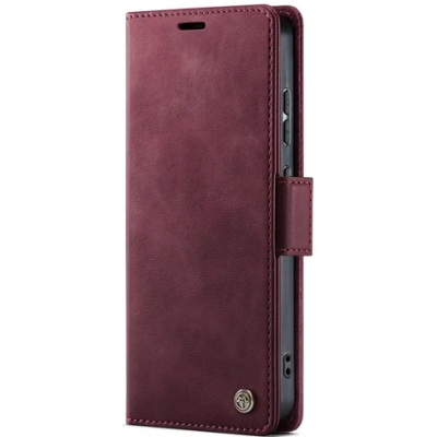 Кожиный чехол-книжка "CaseMe" Retro Skin - бордовый (Galaxy S26 Ultra)