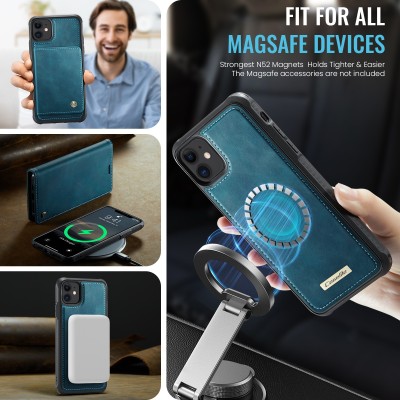 „CaseMe“ MagSafe Leather 2-in-1 atlokāms maciņš - zaļš (iPhone 11)