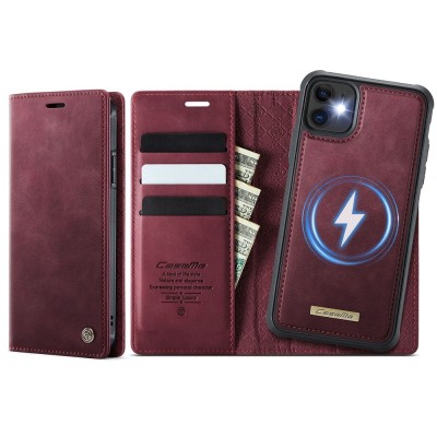 „CaseMe“ MagSafe Leather 2-in-1 atlokāms maciņš - bordo (iPhone 11)