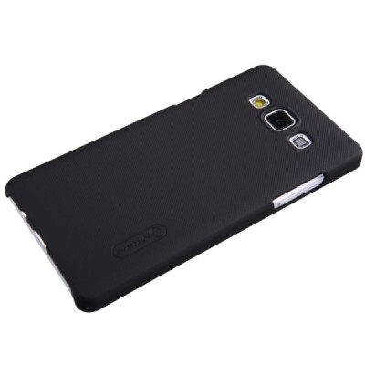Samsung Galaxy A5 (A500) Nillkin Frosted Shield juodas plastikinis dėklas + apsauginė ekrano plėvelė / Priedai.lt