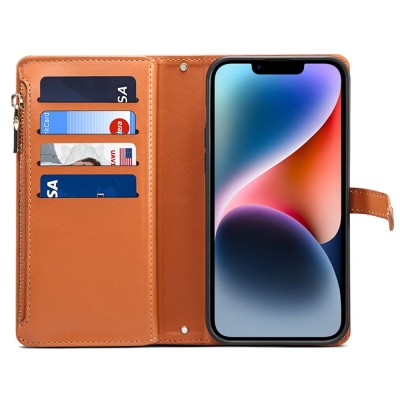 "ESEBLE" Retro чехол со съемным кошельком - коричневый (iPhone 15 Plus)