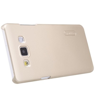 Samsung Galaxy A5 (A500) Nillkin Frosted Shield zelta plastmasas apvalks + ekrāna aizsargplēve / Vacins.lv