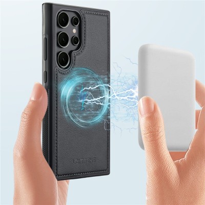 "LC.IMEEKE" Leather MagSafe Твердое силиконовый (ТПУ) чехол — черный (Galaxy S26 Ultra)