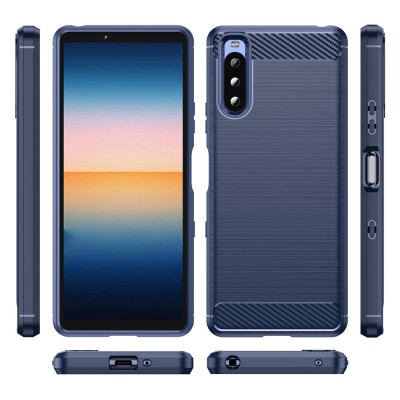 „Carbon“ cieta silikona (TPU) vāciņš - zils (Xperia 10 III)
