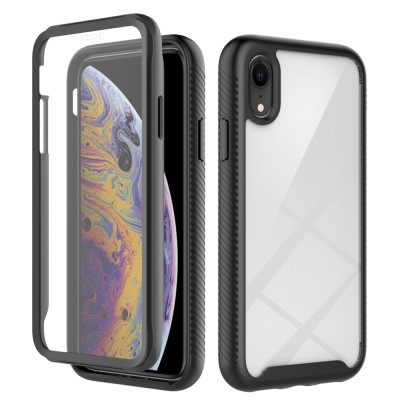 "Mofan" Caurspīdīgs ciets silikona (TPU) pilna pārklājuma maciņš - melns (iPhone XR)
