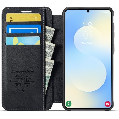 „CaseMe“ MagSafe Leather прочный чехол-книжка  - чёрный (Galaxy S26)