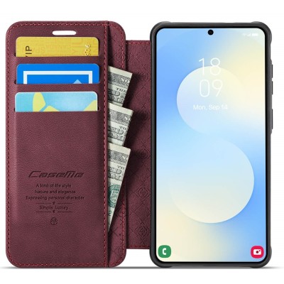 „CaseMe“ MagSafe Leather atlokāms vaciņš - bordo (Galaxy S26)