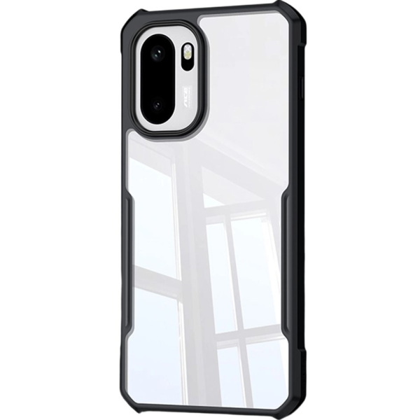 "XUNDD" cieta silikona (TPU) akrils apvalks - dzidrs / melns (OnePlus 15R / Ace 6T / Ace 6)