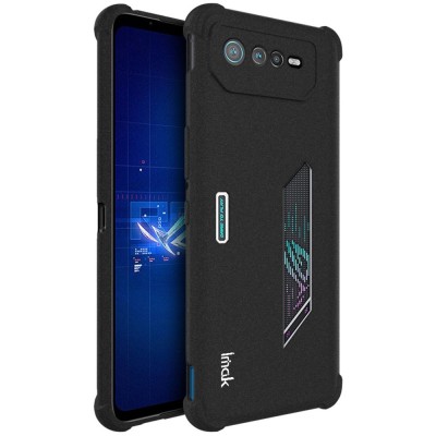 "Imak" pastiprinātas aizsardzības Airbag cieta silikona matēta (TPU) apvalks - melns (Rog Phone 6 5G)