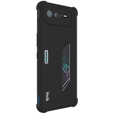 "Imak" pastiprinātas aizsardzības Airbag cieta silikona matēta (TPU) apvalks - melns (Rog Phone 6 5G)